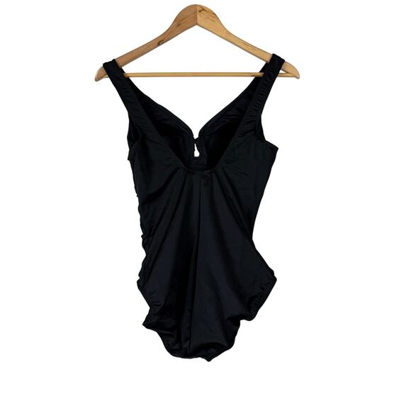 MIRACLESUIT NWT Black Palisades One Piece Swimsuit Size 14 Shirred Slimming - Picture 3 of 13